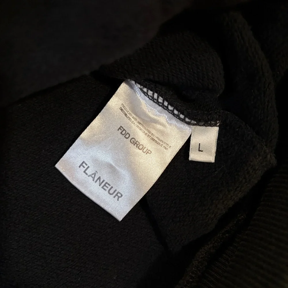 Flaneur Homme Script Logo Hoodie Mens Large Black Sweatshirt Streetwear